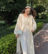 MOBAI 2022 Fall Gentle Temperament LAZY WIND Medium Long Style Retro 100 lap sweater knit jacket woman