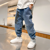 Boys jeans autumn clothes 2021 new childrens clothing spring and autumn old pants in the big children Korean long pants tide