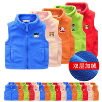 Childrens autumn and winter childrens clothing boy vest plus Velvet girls horse clip baby warm fleece waistcoat