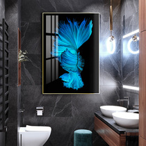 Crystal porcelain painting bathroom decoration painting Waterproof light luxury bathroom hanging painting bathroom abstract goldfish living room entrance mural