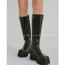 South Koreas Dongdaemun 2021 but knee boots womens personality thick bottom square toe high boots show thin knight boots trend