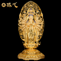 Taiwan Shengfan Qianshang Guanyin ornaments bronze gold Qianshang Guanyin Buddha statue Buddha Temple temple worship 1 78 meters high