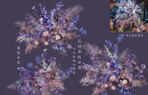 Pollen purple blue wedding material hand painted flower psd pink purple blue flower art ocean wind Starry Sky material psd layered