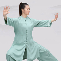 New cotton and linen short sleeve Taiji clothing female Chinese style male Taijiquan practice clothing spring and summer clothing martial arts performance suit suit