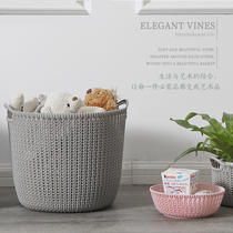 Thickened Plastic Imitation Vine-knitted containing basket No cover Desktop sundries containing box Bathroom Cosmetic containing basket Dirty Clothing Basket