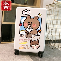 Suitcase Ins Nets Red Universal Wheels Small Pull Rod Case 20 Inch Cute Graffiti Travel Leather Case Children Male Students