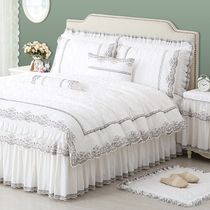 Qiaozhi life bed four-piece set bed skirt pure cotton white duvet cover bed cover padded cotton 2020 new