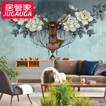 Home Butler TV background wallpaper American retro elk wallpaper bedroom living room custom mural wall cloth