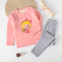 Handsome deer plus velvet plus cotton warm clothes polished boys and girls thick undercover clothes small and medium Children Baby underwear set