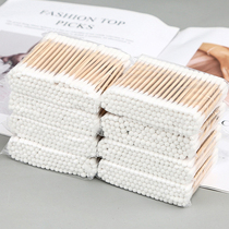 Double head multifunction wood cotton stick digging ear cotton swab ear deity bagged cleaning cotton swab makeup digging ear spoonful