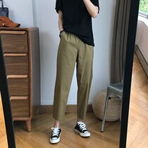 Hallen Casual Pants Women Summer 2022 New Korean Version Thin Air-Permeable Elastic Waist Loose 90% Workwear Pants