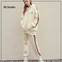 INstudio Korea 19 autumn designer brand AMBLER new velvet color edge casual trousers