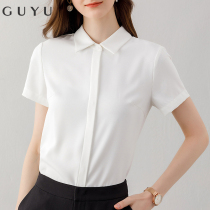 2022 summer new chiffon shirt womens short-sleeved loose professional dress white shirt temperament top interview overalls