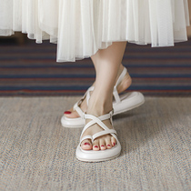 Clip Toe Thick Base Sandals Women Summer 2022 New 100 Hitch Female Wind Network Red Ins Tide Clip Feet Flat Roman Shoes