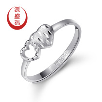 Yuanshengfu new PT950 romantic double heart shiny platinum ring Women fashion platinum handwear gift