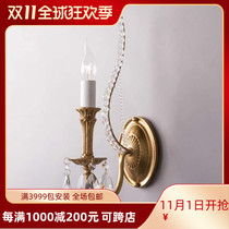 American retro living room crystal wall lamp princess room bedroom bedside lamp tie beads do old golden porch wall lamp