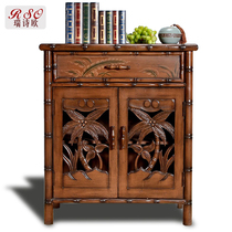 Solid wood shoe cabinet American country retro Hall Cabinet two door cabinet shoe cabinet Cabinet Solid Wood Hollow porch