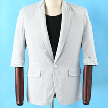 Mens U Series Spring Mid-sleeve delicate small check suit jacket 509