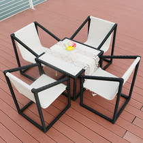 Outdoor rattan chair model house Rattan furniture garden courtyard hotel simple leisure table and chair sofa combination five-piece set