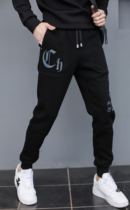 2020 Winter New Bunch Feet Plus Suede Pure Cotton Casual Pants Male Trend Printed Body Small Feet Tight Waist Sports Pants