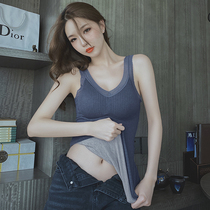 Warm vest womens underwear plus velvet thickened seamless belt chest pad one-piece bottomed cotton vest autumn and winter suspenders