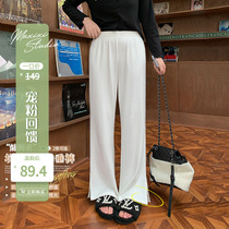 (Pet feedback : 60% off buy non - quality problems do not change ) high waist straight tube knitted trousers tow floor