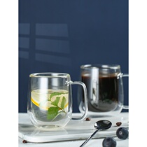 Double-layer transparent heat insulation thick glass transparent water cup office simple and fresh Sen series coffee cup childrens home