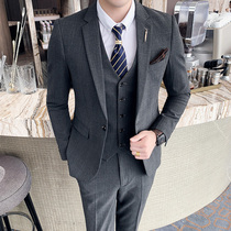 Mens suit casual suit Korean business dress slim groom groom best man wedding dress small suit three-piece suit