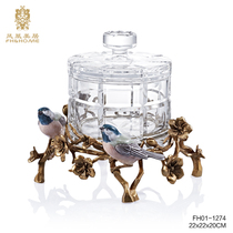 Phoenix beauty retro luxurious European style crystal glass creative small fruit tray Candy Tray Living-room Pendulum dont contain the box