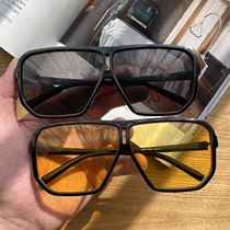 Tea color sunglasses female bouncing glasses big face thin ins ins European and American retro big frame eye protection sun glasses Net red model