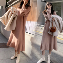 Pregnant Woman Winter Clothing Suit Fashion style 2021 Early spring New Yangqi Less-age Liandress New Chinese New Years sweaters dress