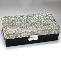 Luxury Leather Diamond drillboard jewelry box travel portable jewelry box necklace ring storage box wedding gift