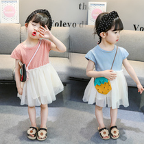 Baby Summer Fashion woman Baby Liondress Dress Baby Cotton Fabric Dress Splicing Fashion Foreign Air Girl Skirt 1-3-5 years old