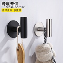 Explosion style stainless steel single hook coat hook free hole wall hanging hook creative bathroom hardware hanging hook cross-border