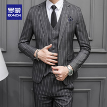 Luomon Korean slim suit suit suit suit male business gentleman professional dress British style casual suit host dress