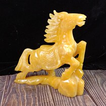 Natural jade horse ornaments rice yellow jade horse to success horse ornaments living room office porch decoration feng shui supplies