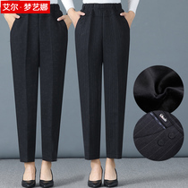 Mom pants plus velvet thickened high waist loose elderly womens cotton pants large size autumn and winter trousers middle-aged and elderly womens pants