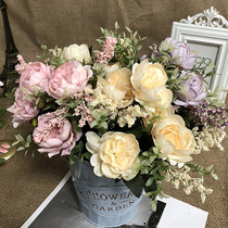 Simulation of high-end oil peony painting small bouquet of wedding simulation flower flower flower bouquet flower bouquet living room fake flower