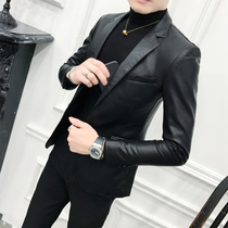 2021 new trend slim leather suit mens leather jacket casual small suit men Korean version of the popular jacket tide