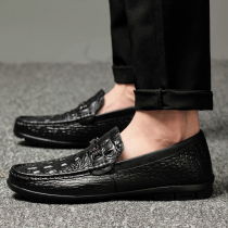 2022 spring small code mens shoes 37 crocodile tattooed bean male shoes 100 hitch in Korean version 100 hitch Inn leather mens leather shoes