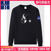 Official website flagship store womens round neck long sleeve spring base size loose couples on clothes NASA2021