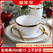 W1962 export British Phnom Penh and word pattern ceramic tableware 8 inch plate 10 inch bowl Cup dish Christmas kit