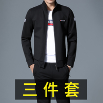 Sports suit mens spring and autumn season 2019 new casual jacket autumn youth mens sports clothing three-piece set