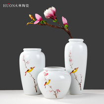 Creative modern new Chinese Ceramic Vase ornaments simple flowers and birds can painted living room TV wine cabinet porch decoration