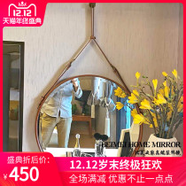 Nordic Round Belt Bathroom Mirror Hotel Restaurant Genguan Decorative Mirror Hanging Wall Washroom Toilet Mirror