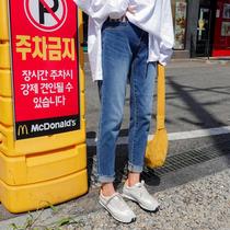 South Korea Special Woman Dress Fat MM Autumn Dress New BEAUTIFUL Bright White Conspicuic Skinny Fashion Jeans 821