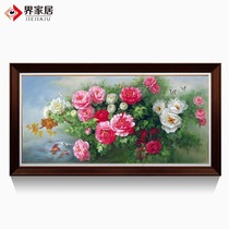 World Home Pure Hand-painted Oil Painting Drawing Room Office Decoration Painting Peony Fish Flowers Open Rich And More Than Chinese Hung Painting