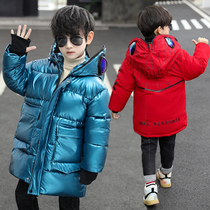  Belansenma boys down jacket Mid-length cotton coat with glasses Mid-size children extra thick winter clothes tide brand tarantula man two sides