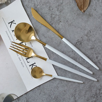 Portugal same platinum knife and fork spoon four-piece Western tableware set high quality stainless steel knife and fork set