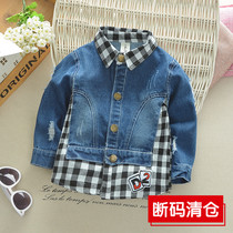 Baby baby denim shirt 2 Spring and Autumn new 0-1 year old childrens stitching shirt jacket Korean version of small childrens coat